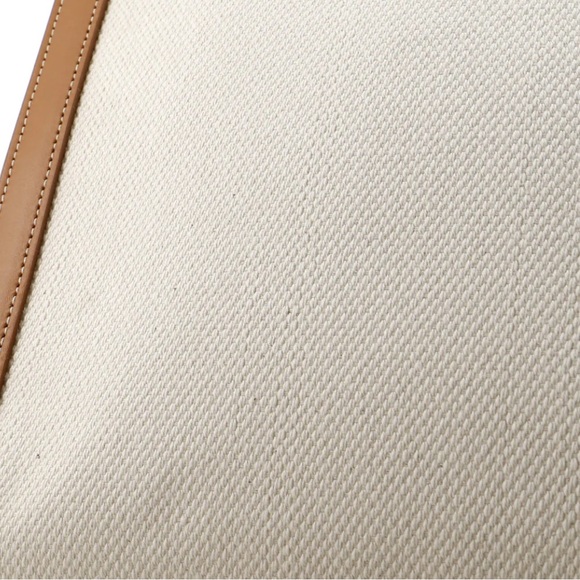 Celine Vertical shopping bag in beige canvas and brown leather - Picture 5 of 13